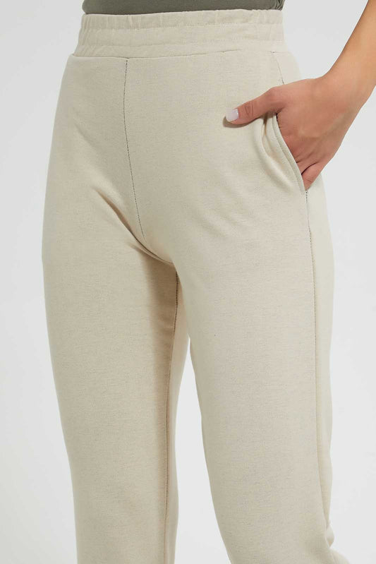 White Plain Jogger With Elasticated Waistband