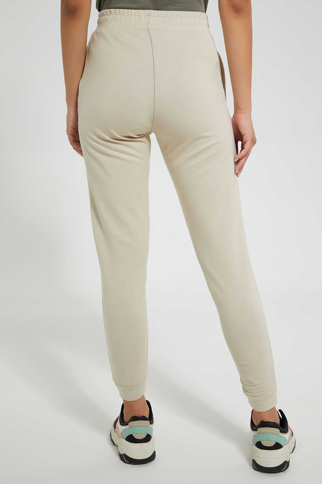 White Plain Jogger With Elasticated Waistband