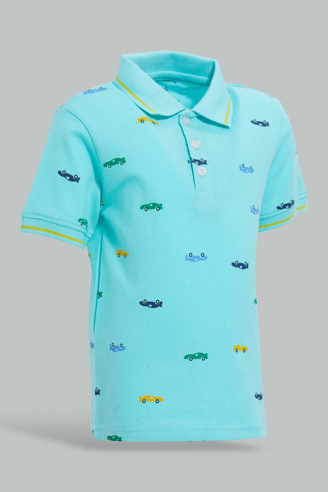 Redtag-Blue-Car-Polo-Shirt-For-Baby-Boys-Category:Polo-T-Shirts,-Colour:Blue,-Filter:Infant-Boys-(3-to-24-Mths),-INB-Polo-T-Shirts,-S22C,-Section:Boys-(0-to-14Yrs)-Infant-Boys-3 to 24 Months