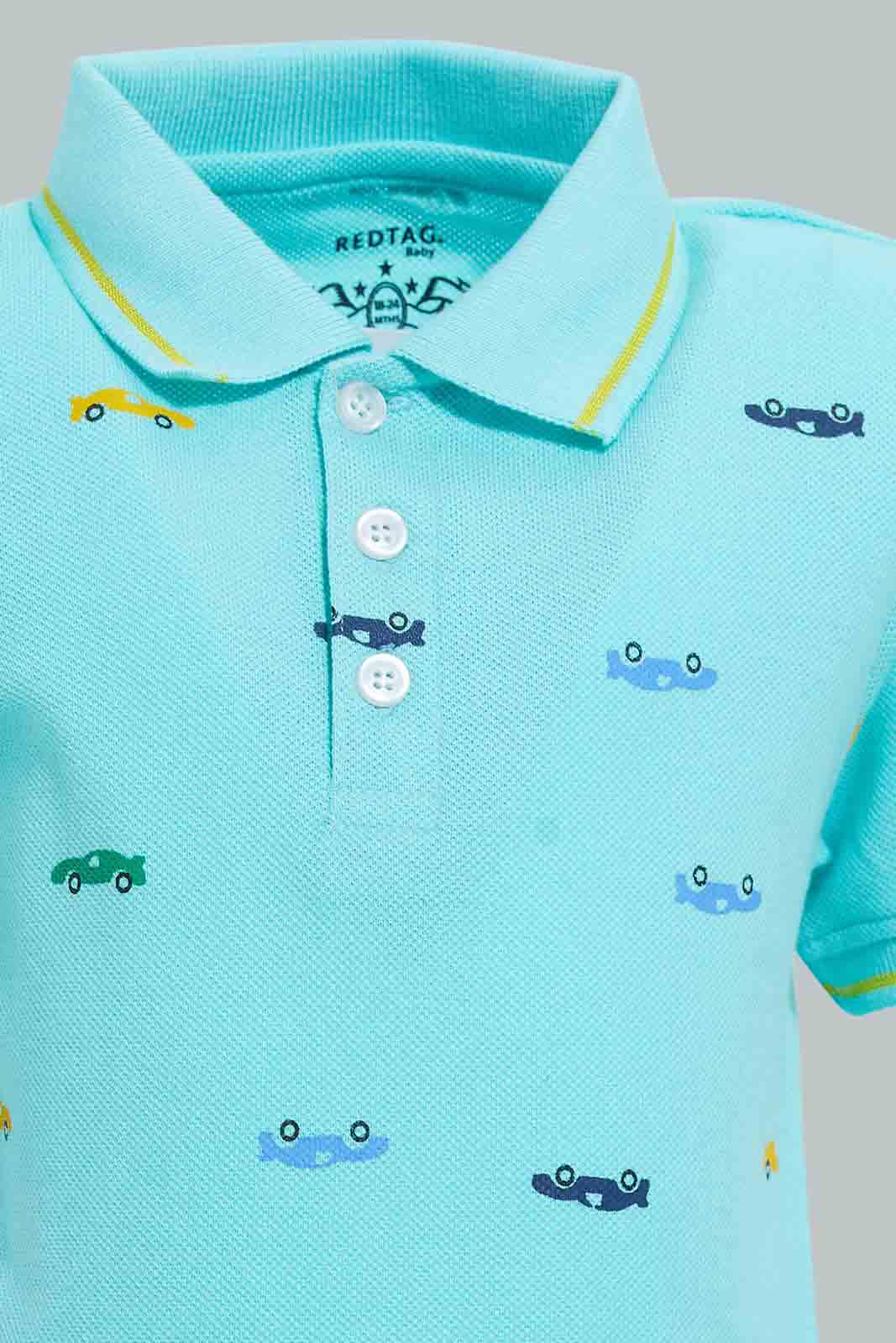 Redtag-Blue-Car-Polo-Shirt-For-Baby-Boys-Category:Polo-T-Shirts,-Colour:Blue,-Filter:Infant-Boys-(3-to-24-Mths),-INB-Polo-T-Shirts,-S22C,-Section:Boys-(0-to-14Yrs)-Infant-Boys-3 to 24 Months
