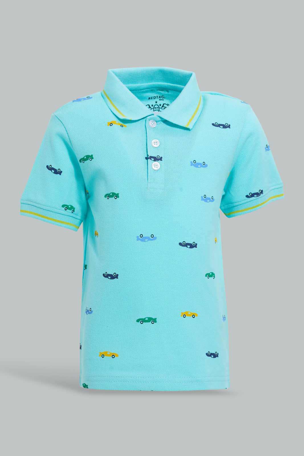 Redtag-Blue-Car-Polo-Shirt-For-Baby-Boys-Category:Polo-T-Shirts,-Colour:Blue,-Filter:Infant-Boys-(3-to-24-Mths),-INB-Polo-T-Shirts,-S22C,-Section:Boys-(0-to-14Yrs)-Infant-Boys-3 to 24 Months