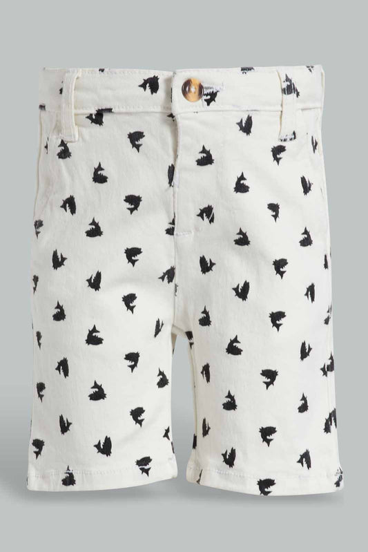 Redtag-White-Printed-Chino-Trouser-Short-Chino-Shorts-Infant-Boys-3 to 24 Months