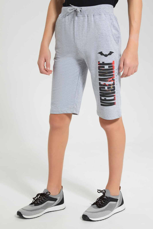 Redtag-Grey-Mel-Batman-Active-Shorts-BSR-Shorts,-Category:Shorts,-CHR,-Colour:Grey,-Deals:New-In,-Filter:Senior-Boys-(9-to-14-Yrs),-New-In-BSR-APL,-Non-Sale,-S22D,-Section:Boys-(0-to-14Yrs)-Senior-Boys-9 to 14 Years