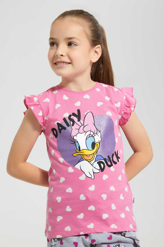 Redtag-Pink-Daisy-Duck-T-Shirt-Bundle,-Category:T-Shirts,-Colour:Pink,-Deals:4-For-90,-Filter:Girls-(2-to-8-Yrs),-Girls-T-Shirts,-S22C,-Section:Girls-(0-to-14Yrs),-TBL-Girls-2 to 8 Years