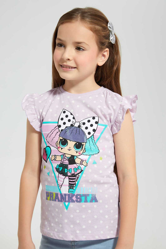 Redtag-Lilac-LOL-Surprise-T-Shirt-Bundle,-Category:T-Shirts,-CHR,-Colour:Lilac,-Deals:4-For-90,-Filter:Girls-(2-to-8-Yrs),-Girls-T-Shirts,-S22C,-Section:Girls-(0-to-14Yrs),-TBL-Girls-2 to 8 Years
