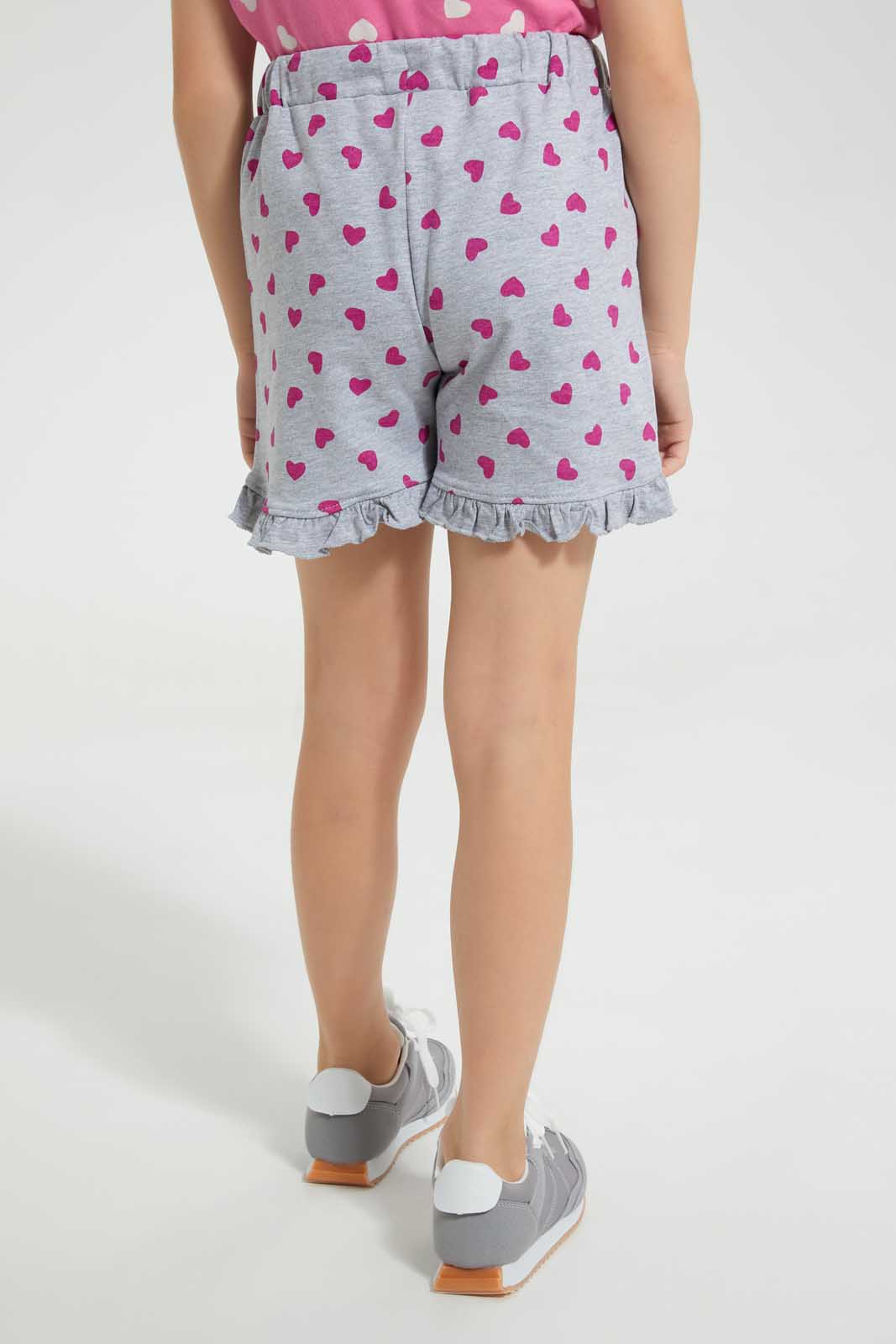 Redtag-Grey-MÃ©lange-Daisy-Duck-Short-Bundle,-Category:Shorts,-CHR,-Colour:Grey,-Deals:4-For-90,-Filter:Girls-(2-to-8-Yrs),-Girls-Shorts,-S22C,-Section:Girls-(0-to-14Yrs),-TBL-Girls-2 to 8 Years