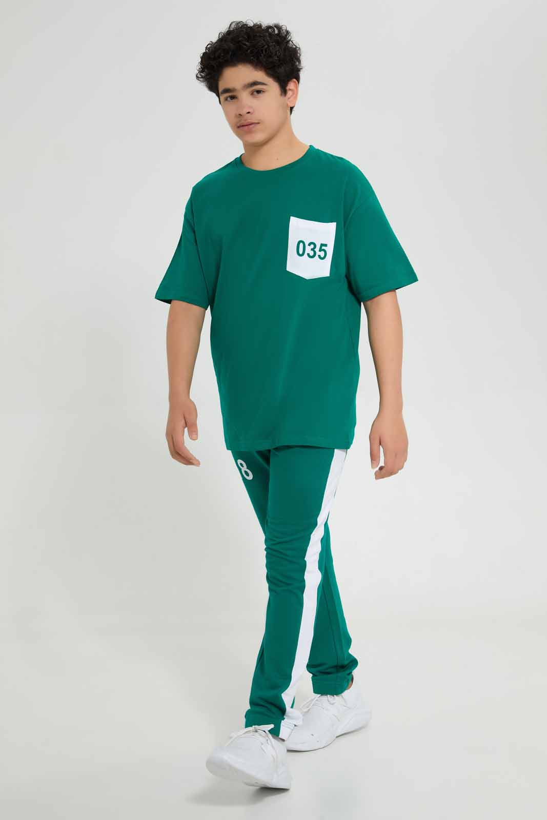 Redtag-Green-Oversize-T-Shirt-Graphic-T-Shirts-Senior-Boys-9 to 14 Years