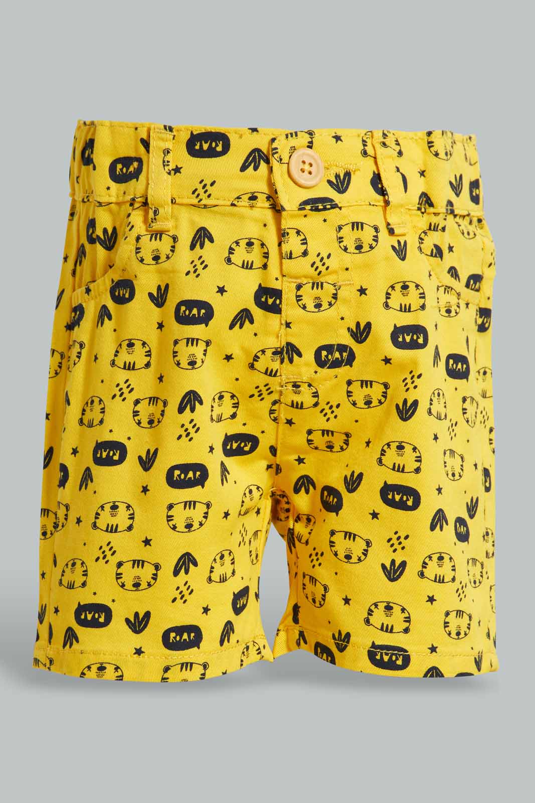 Redtag-Striped-Tshirt-With-Mustard-Trouser-Shorts-Set-(2-Pack)-Category:Sets,-Colour:Mustard,-Deals:New-In,-Filter:Infant-Boys-(3-to-24-Mths),-INB-Sets,-New-In-INB-APL,-Non-Sale,-S22D,-Section:Boys-(0-to-14Yrs)-Infant-Boys-3 to 24 Months