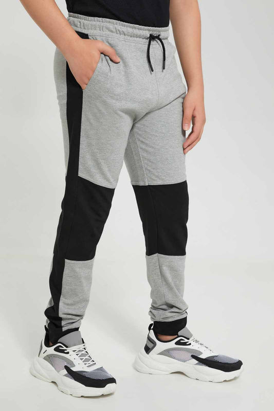 Redtag-Grey-Mel-Biker-Knee-Jogger-Pant-Joggers-Senior-Boys-9 to 14 Years