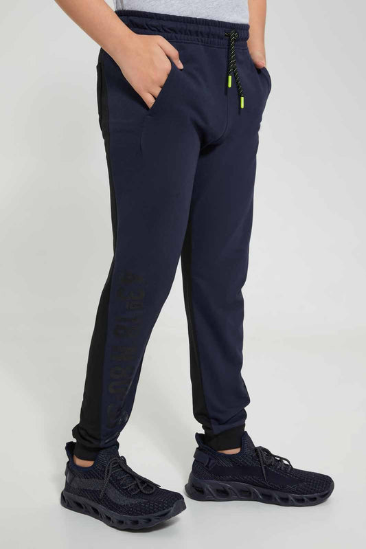 Redtag-Navy-Plain-Jogger-Pant-Joggers-Senior-Boys-9 to 14 Years