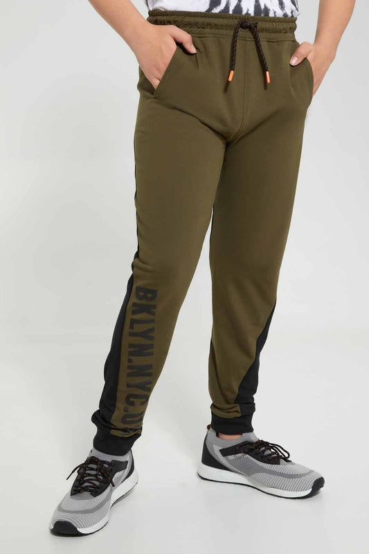 Redtag-Olive-Plain-Jogger-Pant-Joggers-Senior-Boys-9 to 14 Years