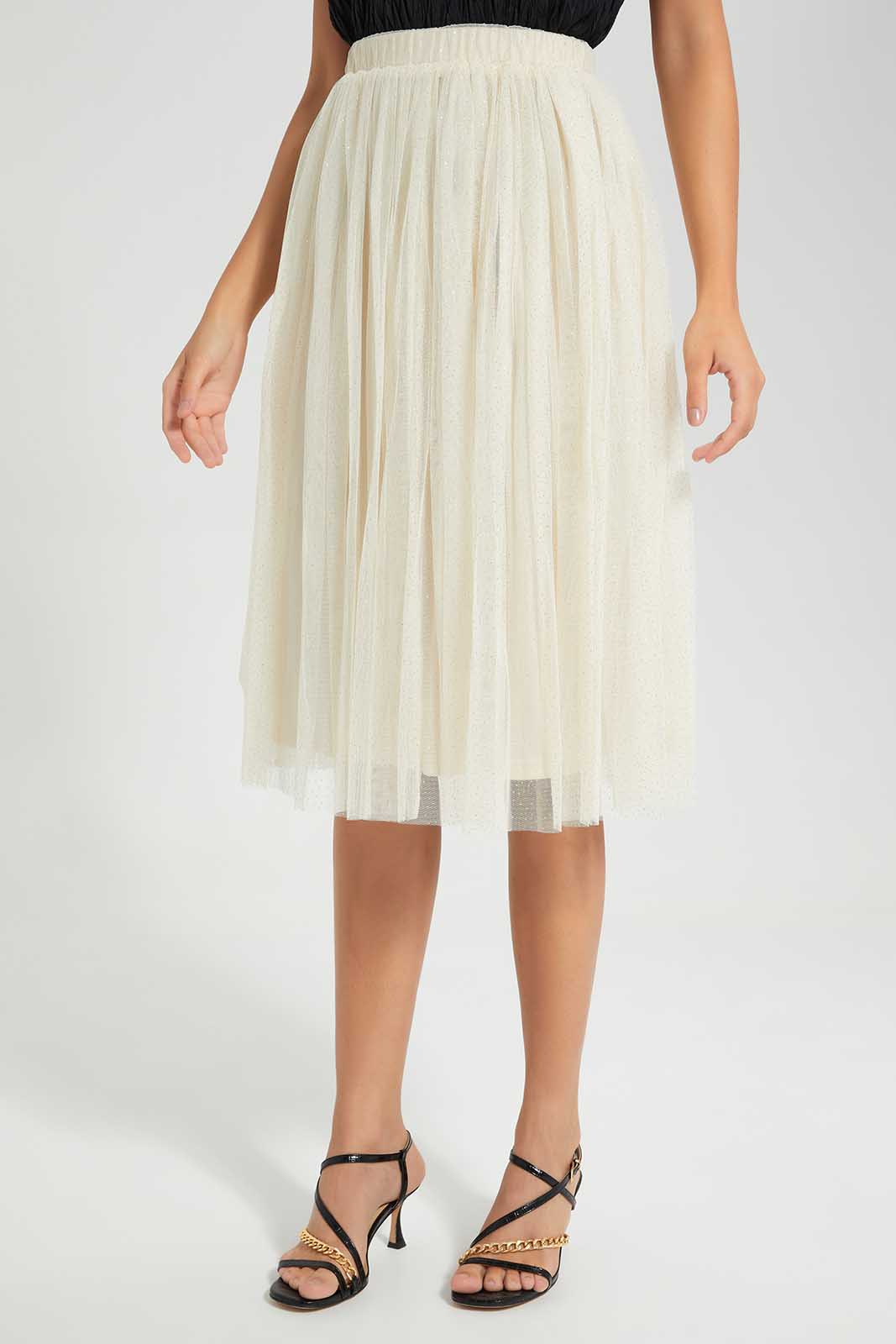 Redtag-Beige-Shimmer-Gathered-Skirt-Category:Skirts,-Colour:Beige,-Deals:New-In,-Filter:Women's-Clothing,-LDC,-LDC-Skirts,-New-In-LDC-APL,-Non-Sale,-Section:Women,-W22O-Women's-