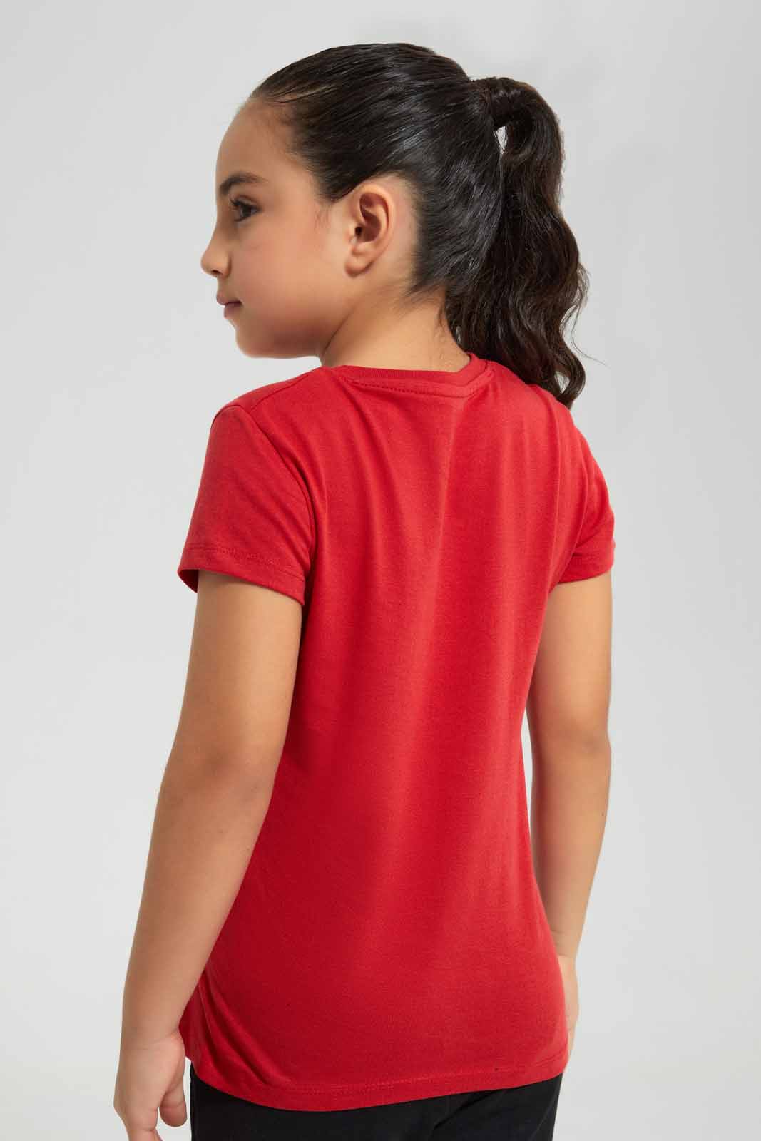 Redtag-Red-T-Shirt-With-Placment-Print-Category:T-Shirts,-Colour:Red,-Deals:New-In,-Filter:Girls-(2-to-8-Yrs),-GIR-T-Shirts,-New-In-GIR,-Non-Sale,-S22D,-Section:Girls-(0-to-14Yrs),-TBL-Girls-2 to 8 Years