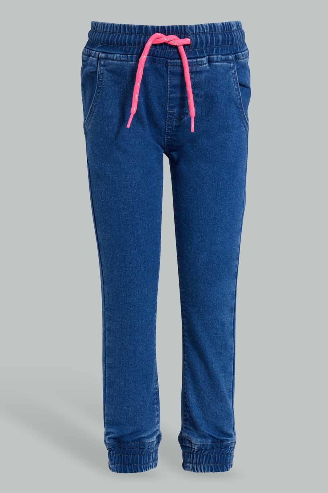 Redtag-Dark-Wash-Girls-Jogger-Category:Jeans,-Colour:Dark-Wash,-Deals:New-In,-Filter:Girls-(2-to-8-Yrs),-GIR-Jeans,-New-In-GIR-APL,-Non-Sale,-S22D,-Section:Girls-(0-to-14Yrs),-TBL-Girls-2 to 8 Years