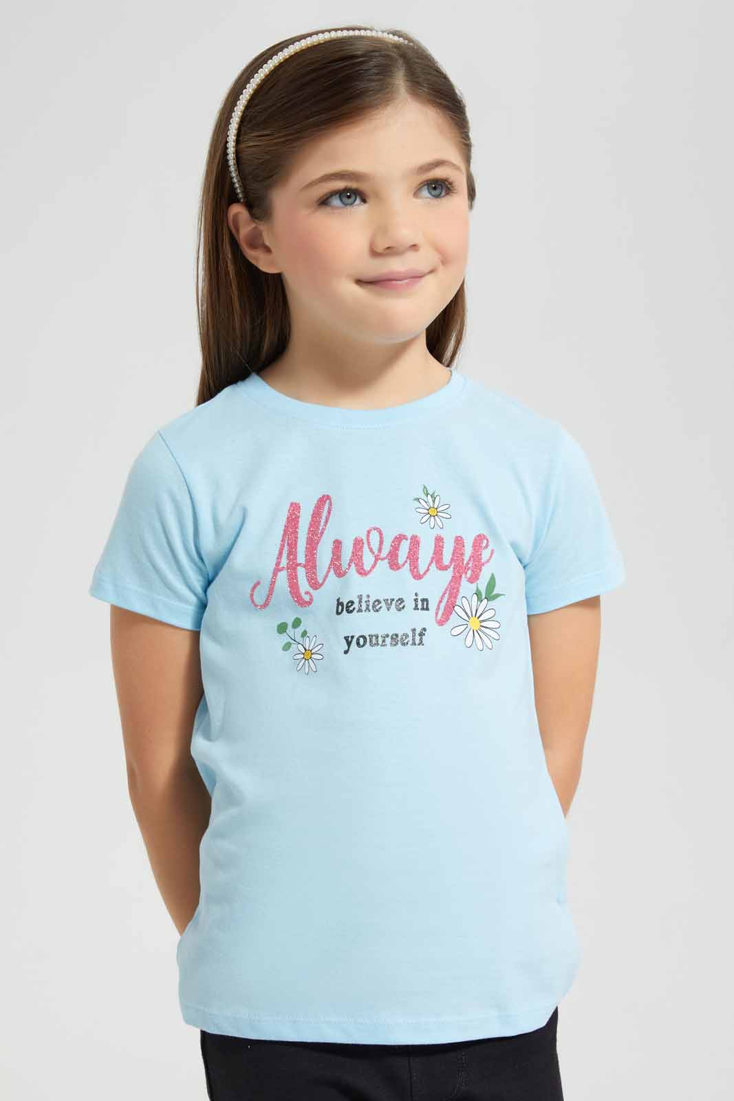 Redtag-Girls-T-Shirt-With-Sugar-Print-Category:T-Shirts,-Colour:Sky-Blue,-Deals:New-In,-Filter:Girls-(2-to-8-Yrs),-GIR-T-Shirts,-New-In-GIR-APL,-Non-Sale,-S22D,-Section:Girls-(0-to-14Yrs),-TBL-Girls-2 to 8 Years