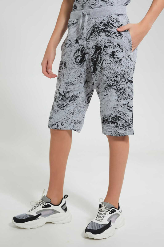 Redtag-Grey-Mel-Marble-Shorts-(Ast)-Denim-Shorts-Senior-Boys-9 to 14 Years