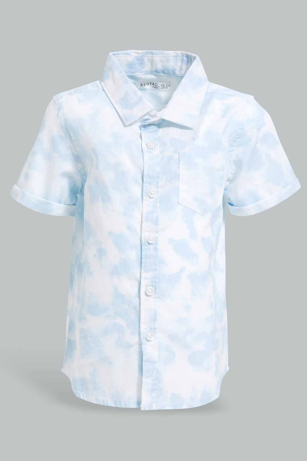 Redtag-Blue-Short-Sleeve-Acid-Wash-Shirt-Category:Shirts,-Colour:Blue,-Deals:New-In,-Filter:Infant-Boys-(3-to-24-Mths),-INB-Shirts,-New-In-INB-APL,-Non-Sale,-S22D,-Section:Boys-(0-to-14Yrs)-Infant-Boys-3 to 24 Months