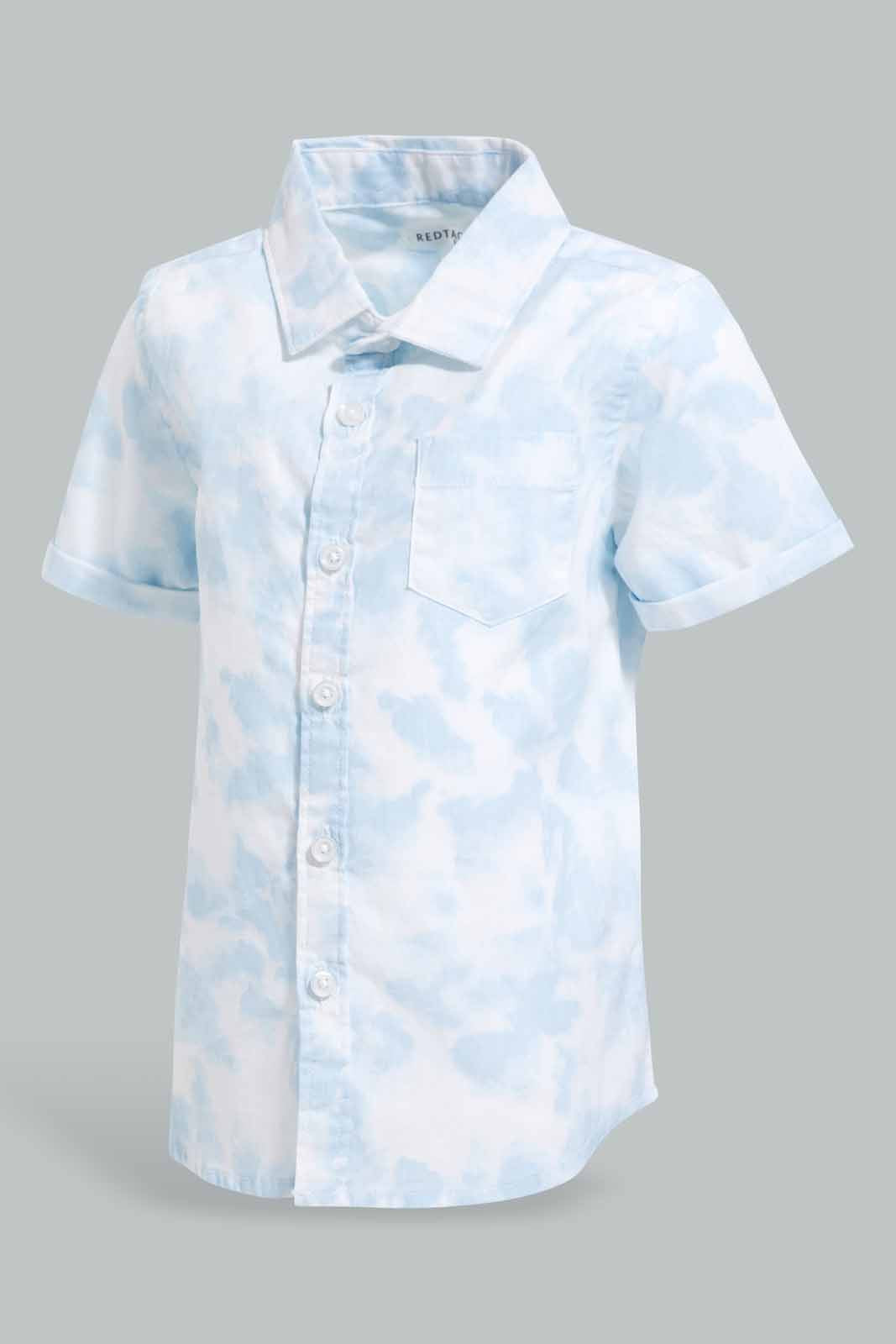 Redtag-Blue-Short-Sleeve-Acid-Wash-Shirt-Category:Shirts,-Colour:Blue,-Deals:New-In,-Filter:Infant-Boys-(3-to-24-Mths),-INB-Shirts,-New-In-INB-APL,-Non-Sale,-S22D,-Section:Boys-(0-to-14Yrs)-Infant-Boys-3 to 24 Months