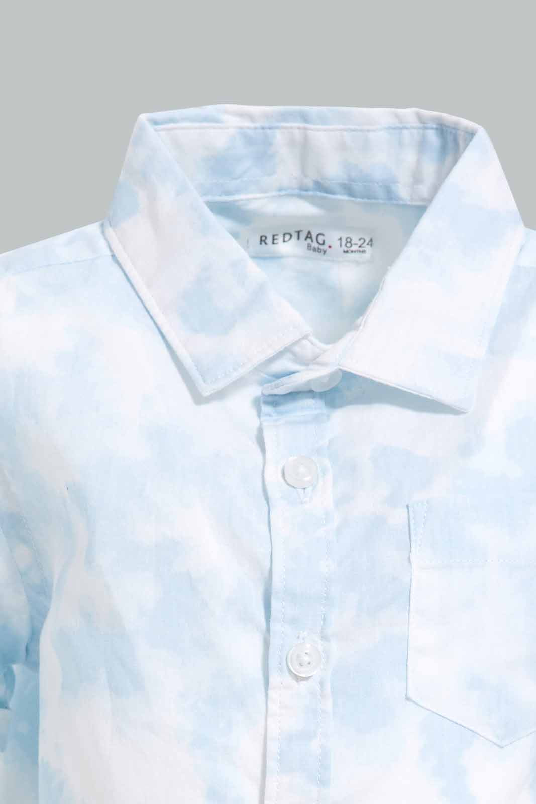 Redtag-Blue-Short-Sleeve-Acid-Wash-Shirt-Category:Shirts,-Colour:Blue,-Deals:New-In,-Filter:Infant-Boys-(3-to-24-Mths),-INB-Shirts,-New-In-INB-APL,-Non-Sale,-S22D,-Section:Boys-(0-to-14Yrs)-Infant-Boys-3 to 24 Months