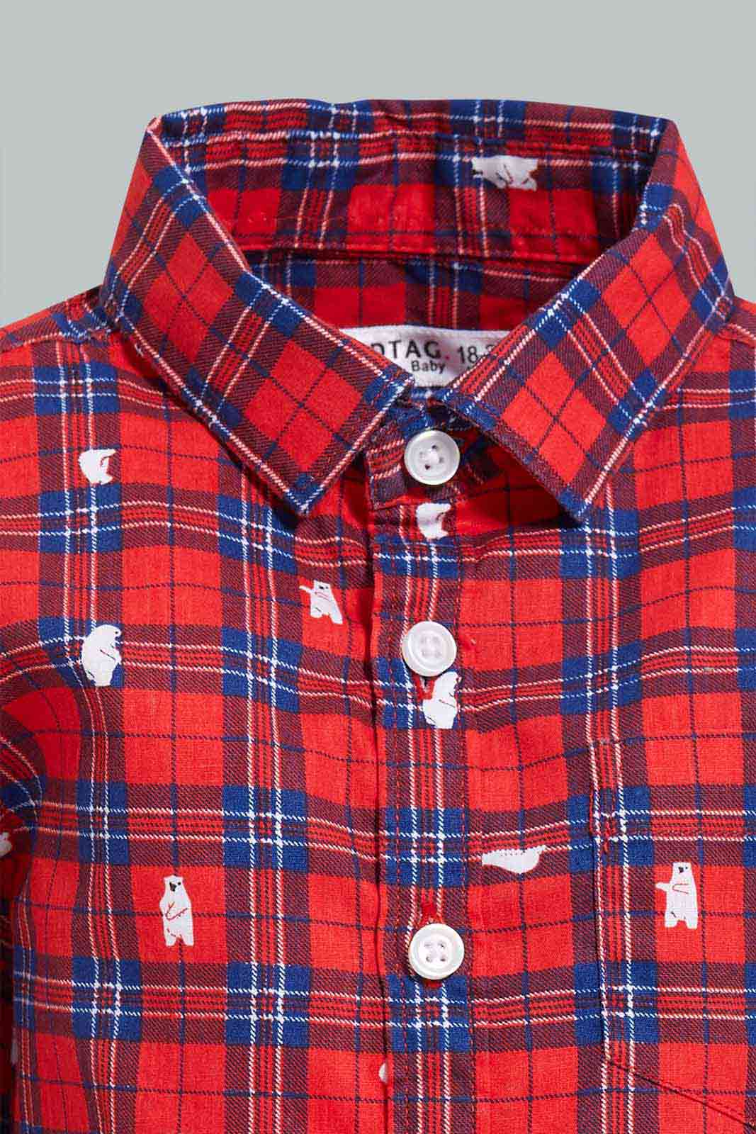 Redtag-Red-Striped-Shirt-Long-Sleeve-Category:Shirts,-Colour:Red,-Deals:New-In,-Filter:Infant-Boys-(3-to-24-Mths),-INB-Shirts,-New-In-INB-APL,-Non-Sale,-S22D,-Section:Boys-(0-to-14Yrs)-Infant-Boys-3 to 24 Months