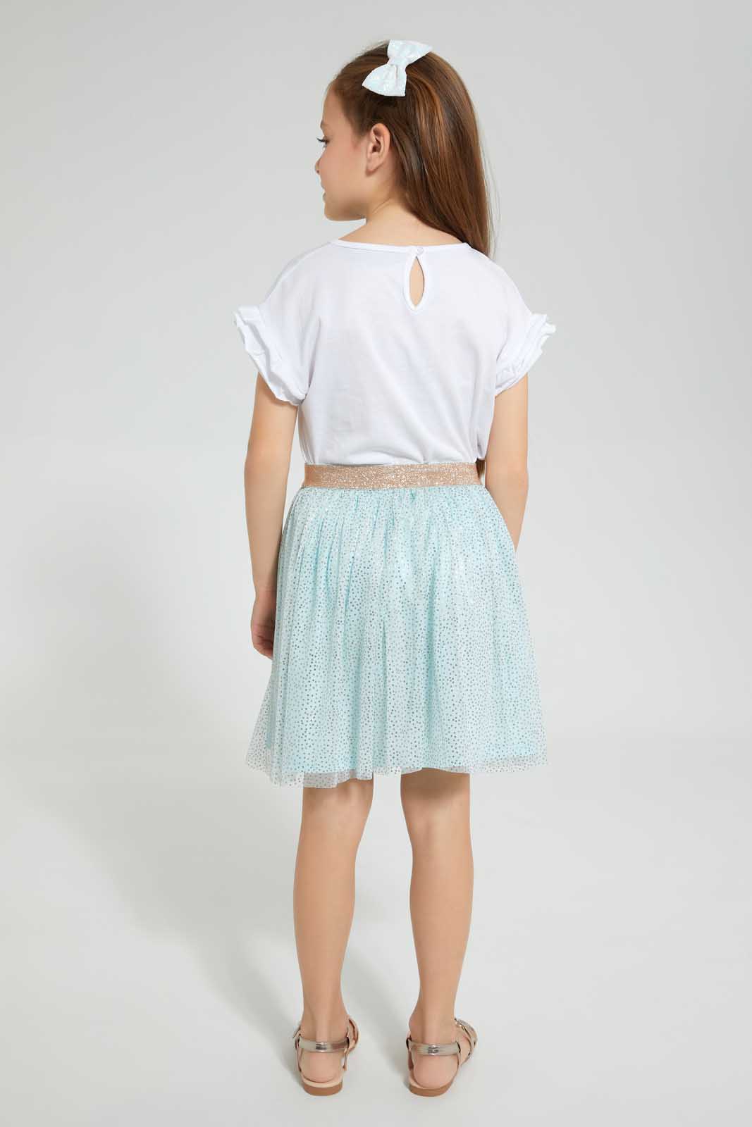 Redtag-Mint-Printed-Skirt-Set-Category:Sets,-Colour:Mint,-Festive,-Filter:Girls-(2-to-8-Yrs),-Girls-Sets,-Non-Sale,-S22C,-Section:Girls-(0-to-14Yrs)-Girls-2 to 8 Years