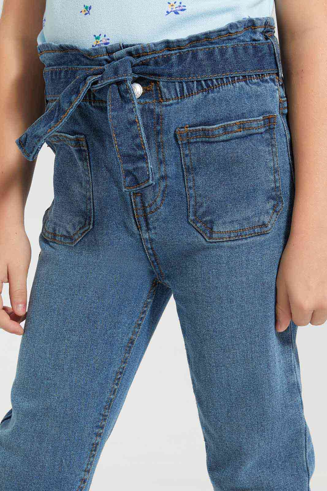 Redtag-Dark-Wash-Girls-Denim-Pant-With-Belt-Category:Jeans,-Colour:Dark-Wash,-Deals:New-In,-Filter:Girls-(2-to-8-Yrs),-GIR-Jeans,-New-In-GIR-APL,-Non-Sale,-Section:Girls-(0-to-14Yrs),-W22O-Girls-2 to 8 Years