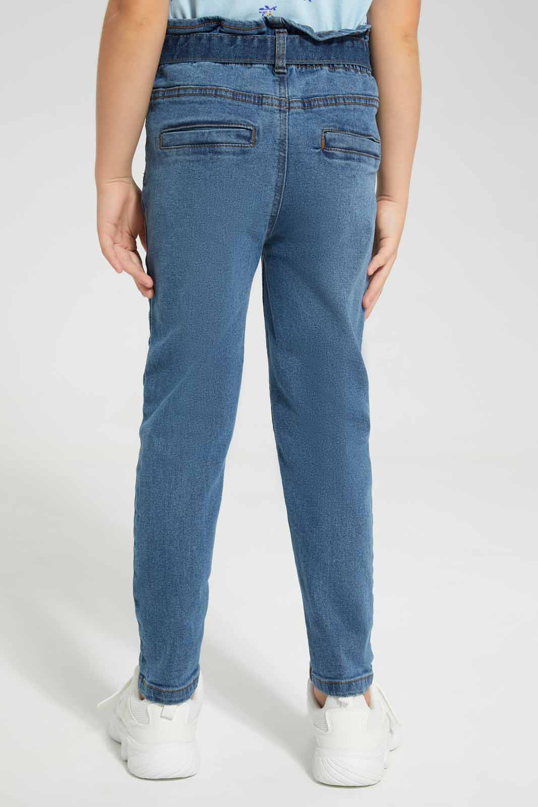 Redtag-Dark-Wash-Girls-Denim-Pant-With-Belt-Category:Jeans,-Colour:Dark-Wash,-Deals:New-In,-Filter:Girls-(2-to-8-Yrs),-GIR-Jeans,-New-In-GIR-APL,-Non-Sale,-Section:Girls-(0-to-14Yrs),-W22O-Girls-2 to 8 Years