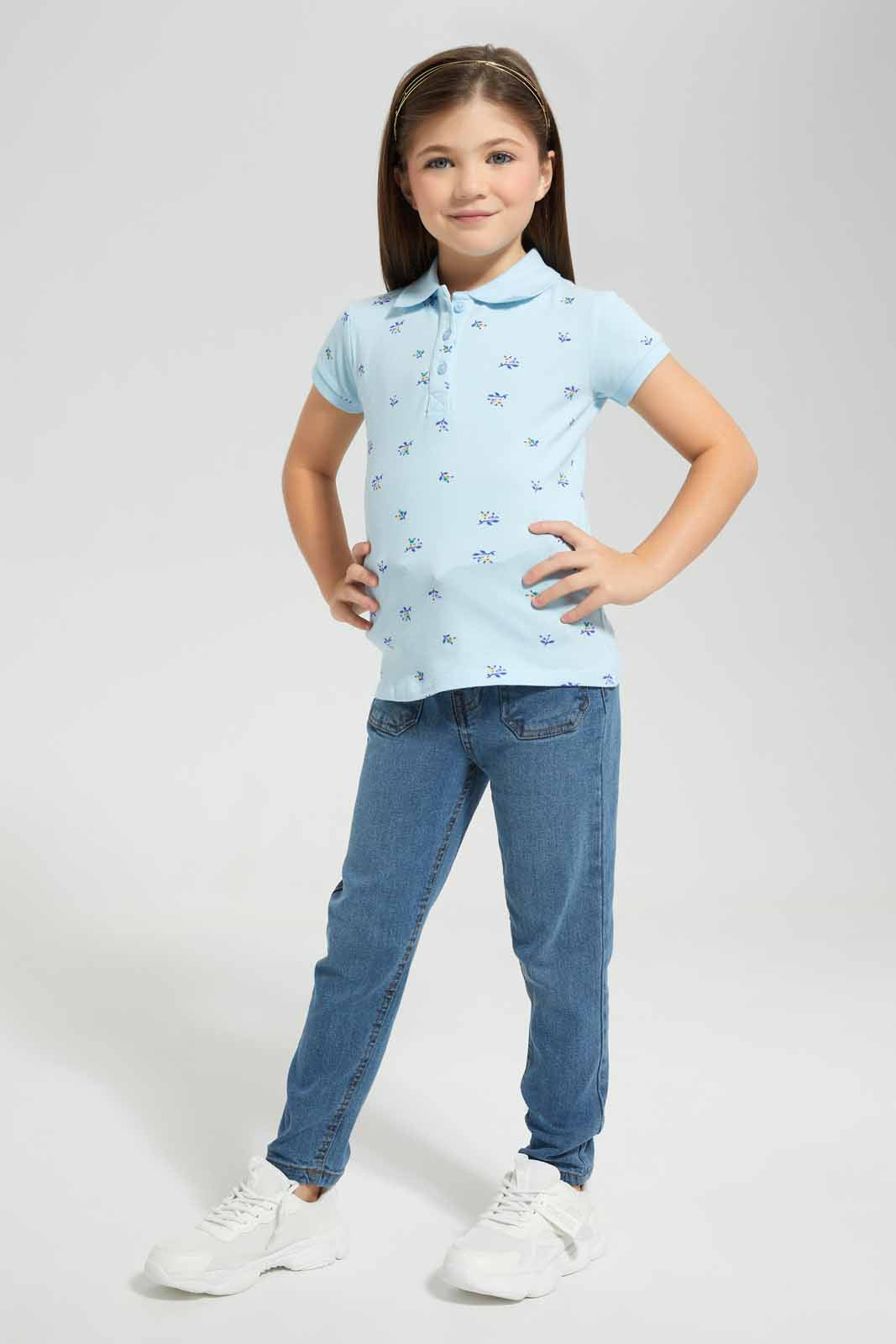 Redtag-Dark-Wash-Girls-Denim-Pant-With-Belt-Category:Jeans,-Colour:Dark-Wash,-Deals:New-In,-Filter:Girls-(2-to-8-Yrs),-GIR-Jeans,-New-In-GIR-APL,-Non-Sale,-Section:Girls-(0-to-14Yrs),-W22O-Girls-2 to 8 Years