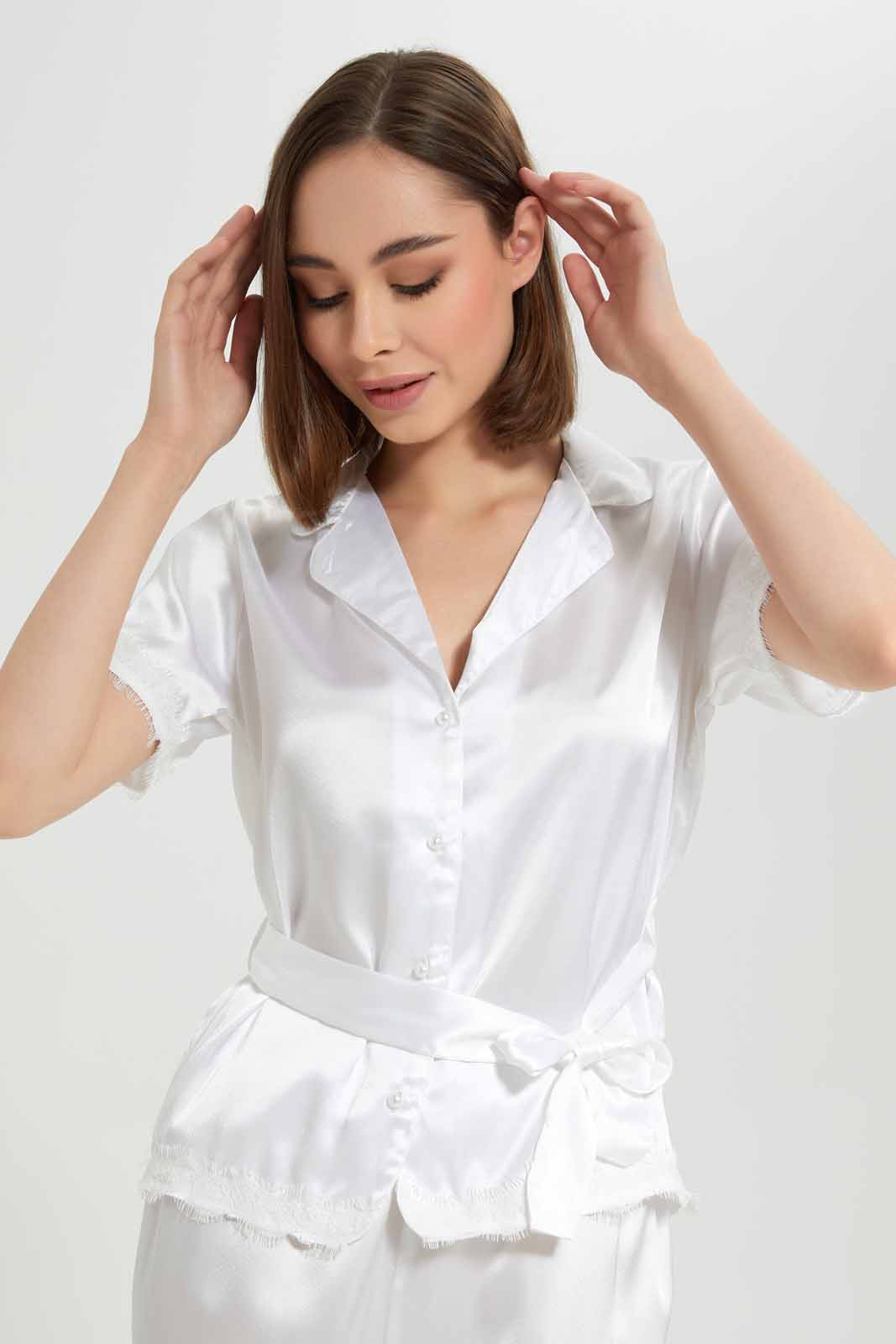 Redtag-Ivory-Solid-Pyjama-Set-With-Belt-Category:Pyjama-Sets,-Colour:Ivory,-Deals:New-In,-Filter:Women's-Clothing,-New-In-Women-APL,-Non-Sale,-S22D,-Section:Women,-Women-Pyjama-Sets--