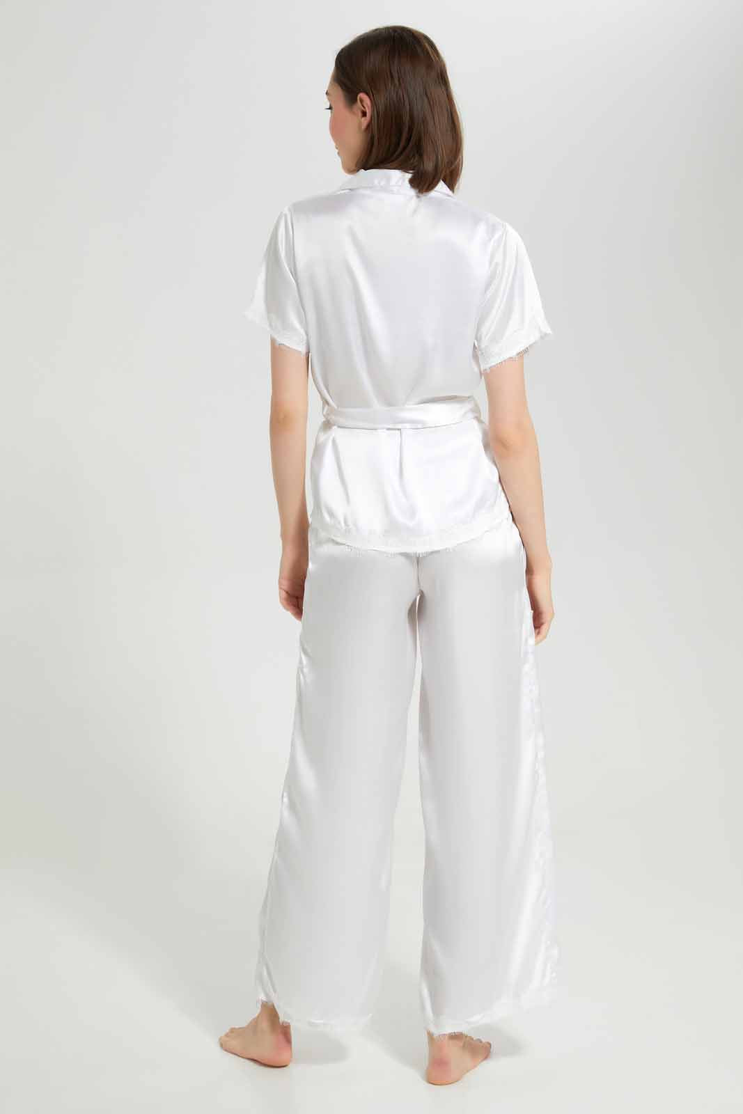 Redtag-Ivory-Solid-Pyjama-Set-With-Belt-Category:Pyjama-Sets,-Colour:Ivory,-Deals:New-In,-Filter:Women's-Clothing,-New-In-Women-APL,-Non-Sale,-S22D,-Section:Women,-Women-Pyjama-Sets--