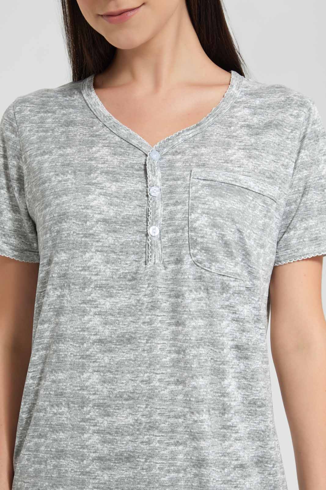 Redtag-Light-Grey-Melange-Plain-Nightshirt-Category:Nightshirts,-Colour:Grey,-Deals:New-In,-Filter:Women's-Clothing,-New-In-Women,-Non-Sale,-S22D,-Section:Women,-Women-Nightshirts--