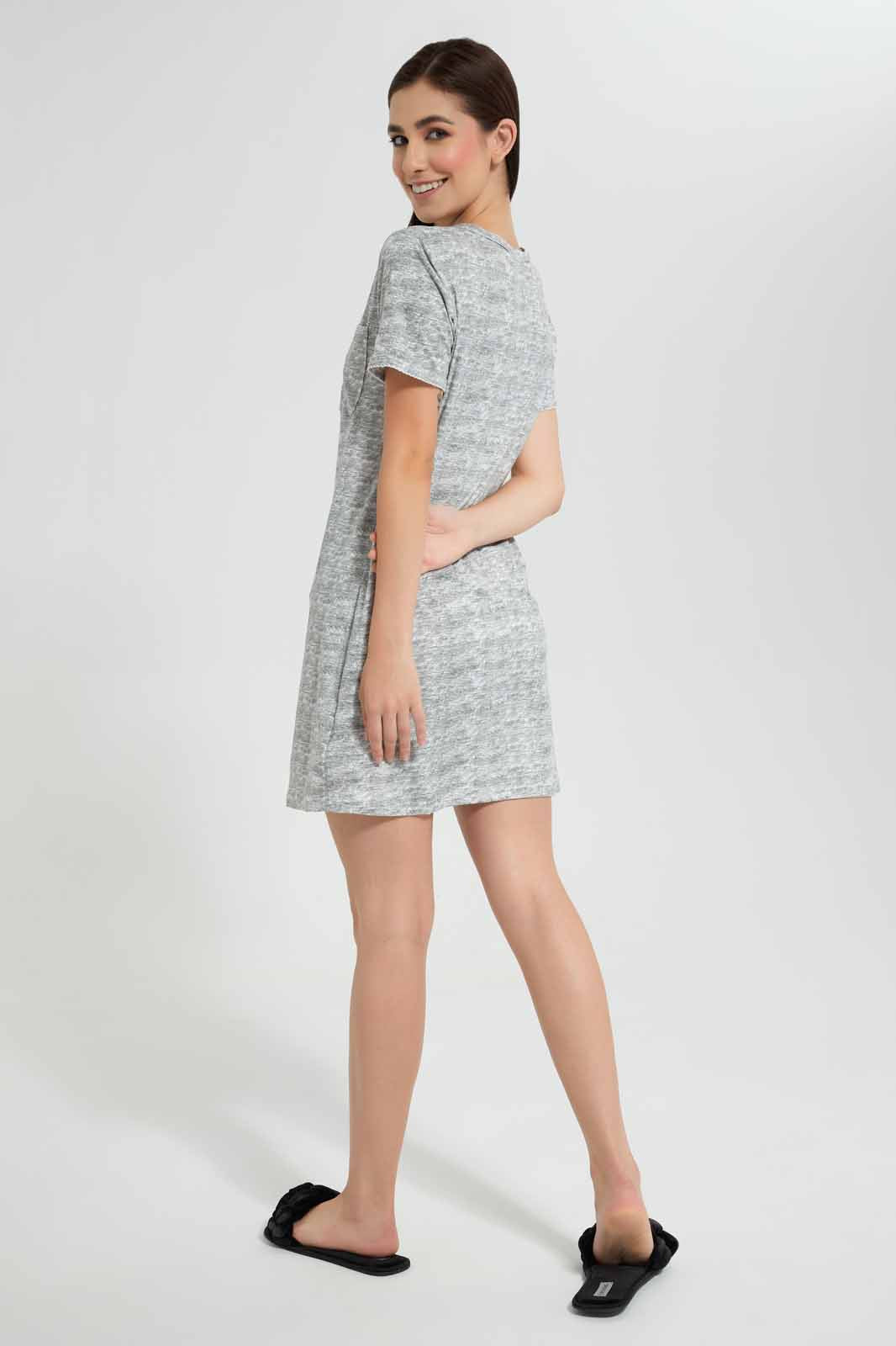 Redtag-Light-Grey-Melange-Plain-Nightshirt-Category:Nightshirts,-Colour:Grey,-Deals:New-In,-Filter:Women's-Clothing,-New-In-Women,-Non-Sale,-S22D,-Section:Women,-Women-Nightshirts--