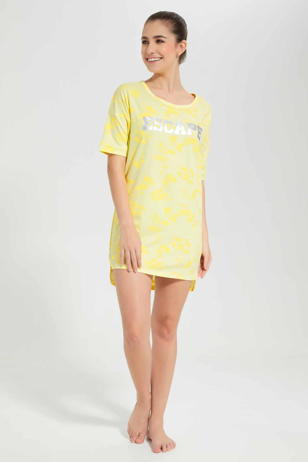 Redtag-Pink-Printed-Nightshirt-Category:Nightshirts,-Colour:Apricot,-Deals:New-In,-Filter:Women's-Clothing,-New-In-Women,-Non-Sale,-S22D,-Section:Women,-Women-Nightshirts--