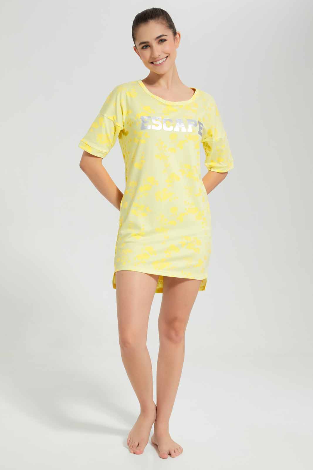 Redtag-Pink-Printed-Nightshirt-Category:Nightshirts,-Colour:Apricot,-Deals:New-In,-Filter:Women's-Clothing,-New-In-Women,-Non-Sale,-S22D,-Section:Women,-Women-Nightshirts--