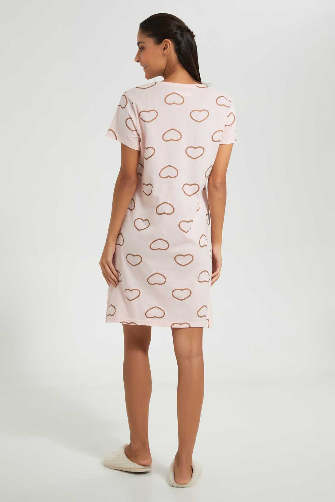 Pink Heart Print Nightshirt