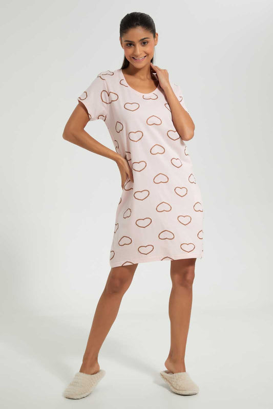Pink Heart Print Nightshirt