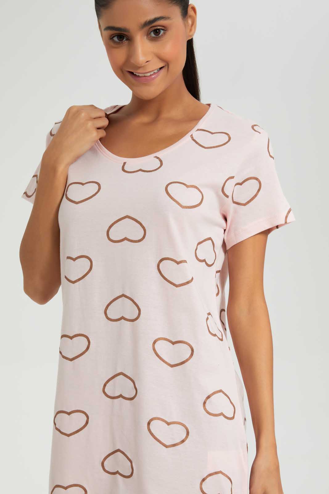 Pink Heart Print Nightshirt