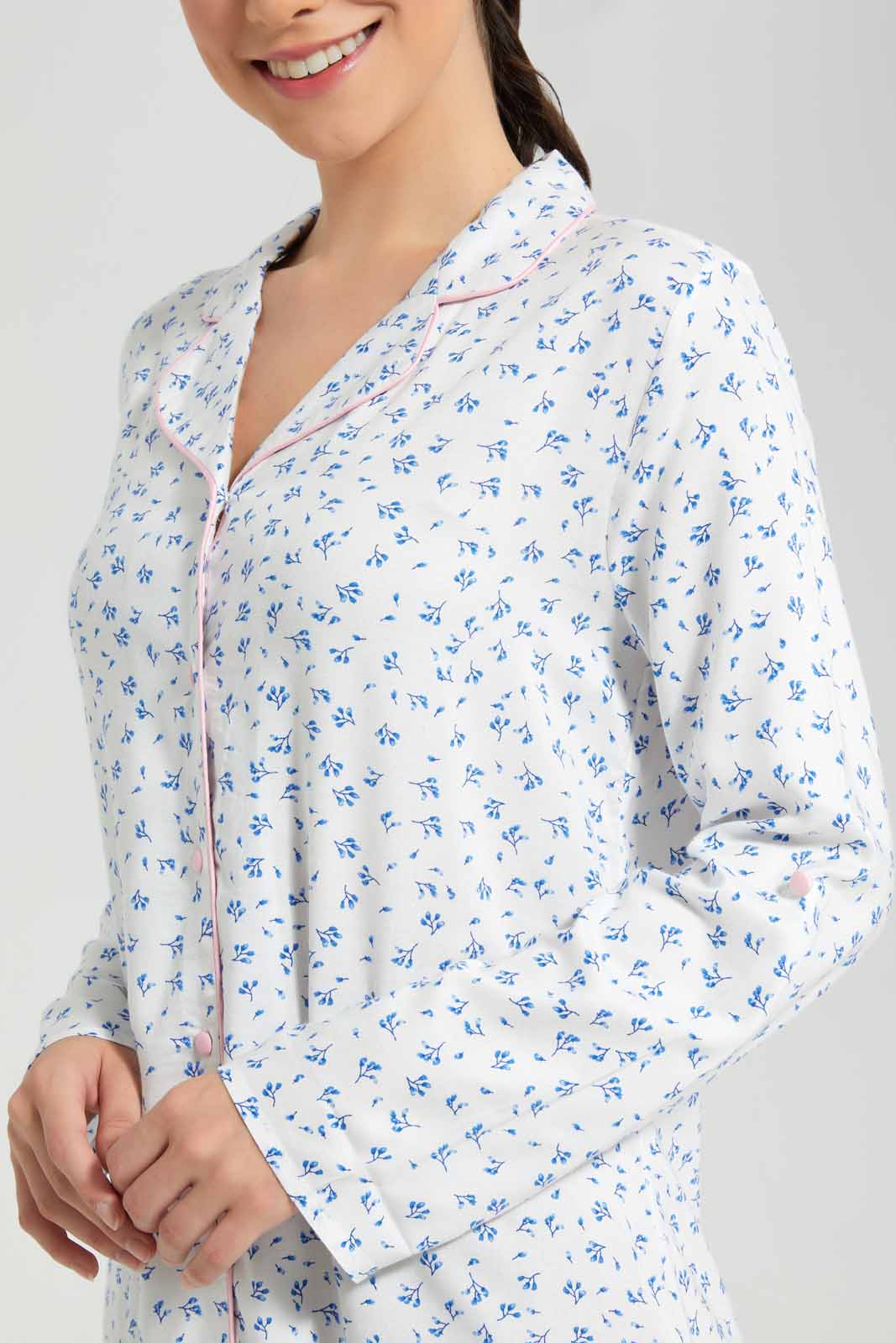 Redtag-Classic-Printed-Nightshirt-With-Contrast-Binding-Category:Nightshirts,-Colour:Ivory,-Deals:New-In,-Filter:Women's-Clothing,-New-In-Women-APL,-Non-Sale,-S22D,-Section:Women,-Women-Nightshirts--