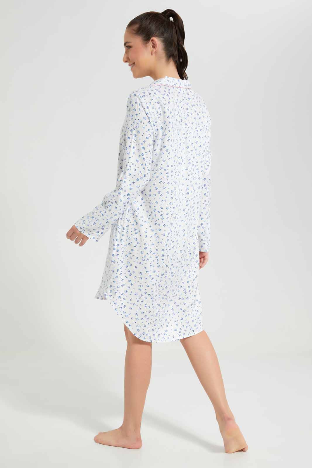 Redtag-Classic-Printed-Nightshirt-With-Contrast-Binding-Category:Nightshirts,-Colour:Ivory,-Deals:New-In,-Filter:Women's-Clothing,-New-In-Women-APL,-Non-Sale,-S22D,-Section:Women,-Women-Nightshirts--