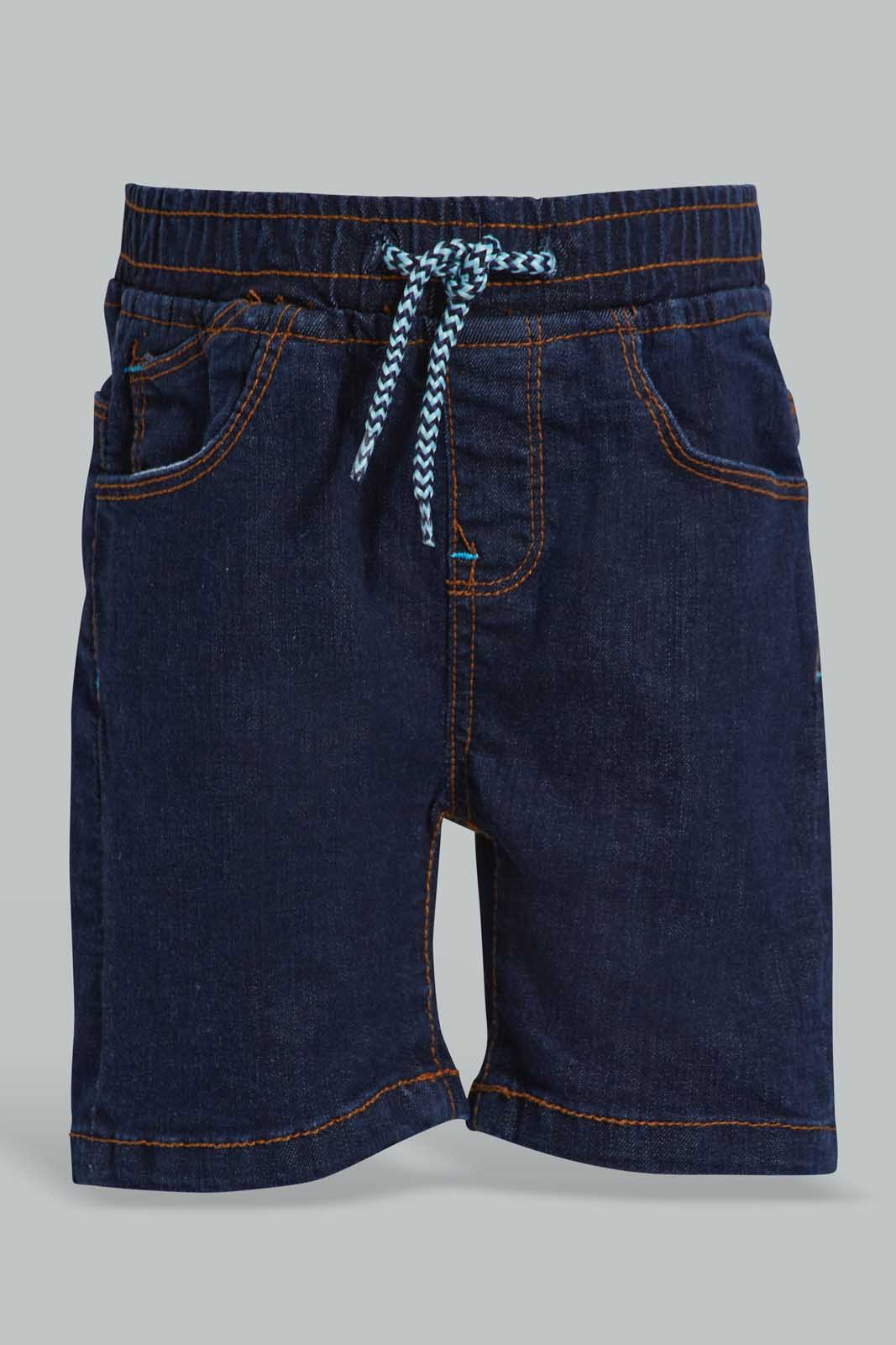 Navy Denim Short For Baby Boys