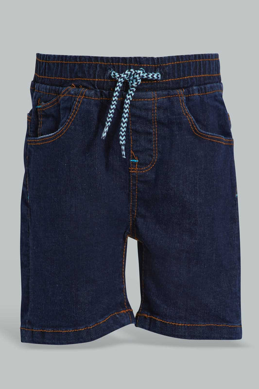 Navy Denim Short For Baby Boys