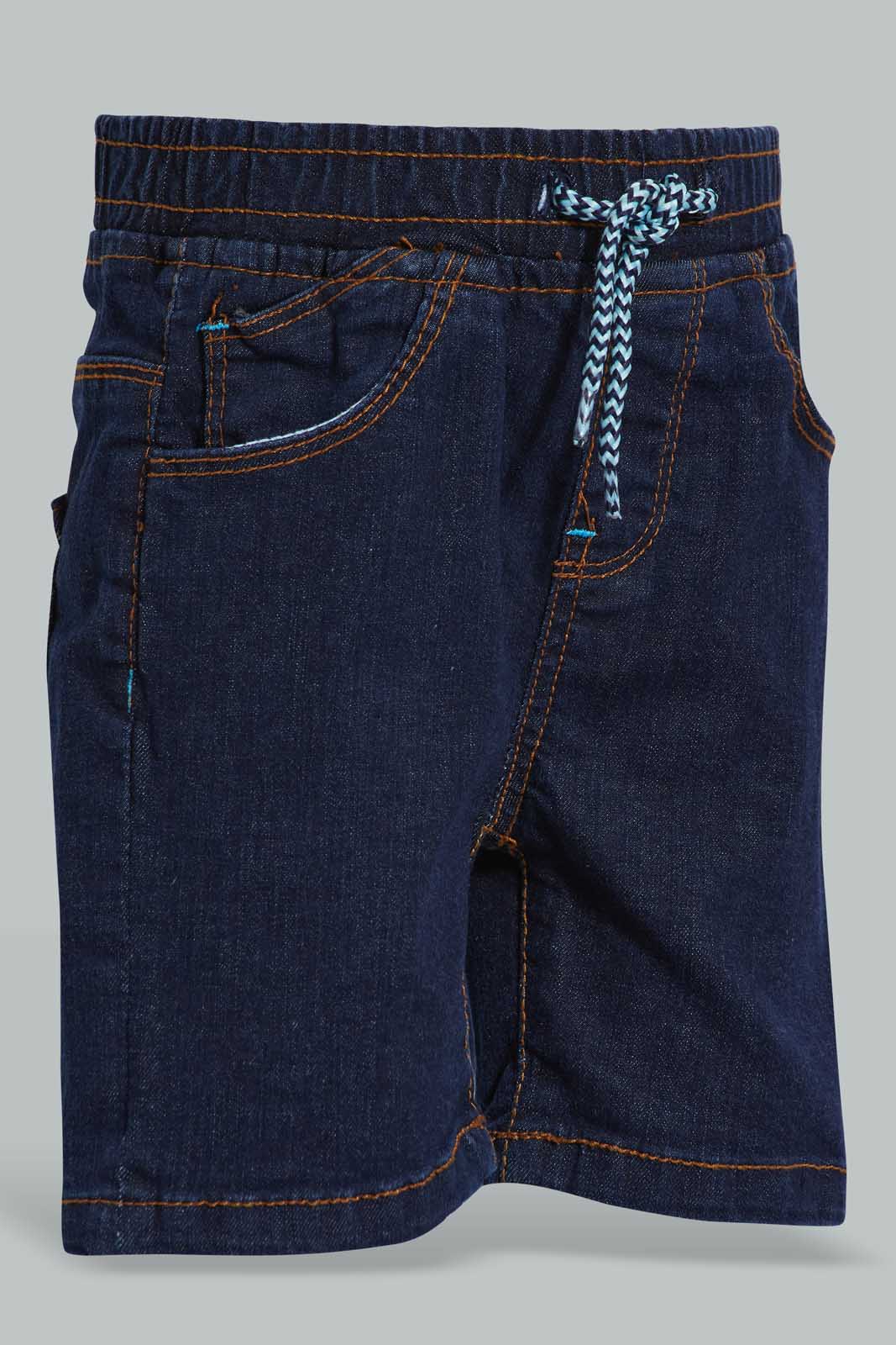 Navy Denim Short For Baby Boys