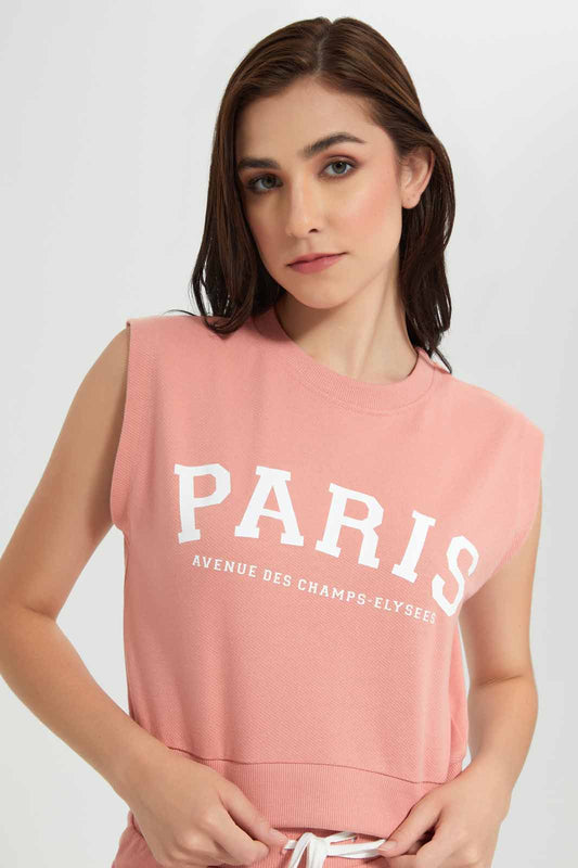 Redtag-Dusty-Pink-Cotton-T-Shirt-With-Placement-Print-Category:Sweatshirts,-Colour:Apricot,-Deals:New-In,-Filter:Women's-Clothing,-New-In-Women,-Non-Sale,-S22D,-Section:Women,-Women-Sweatshirts-Women's-