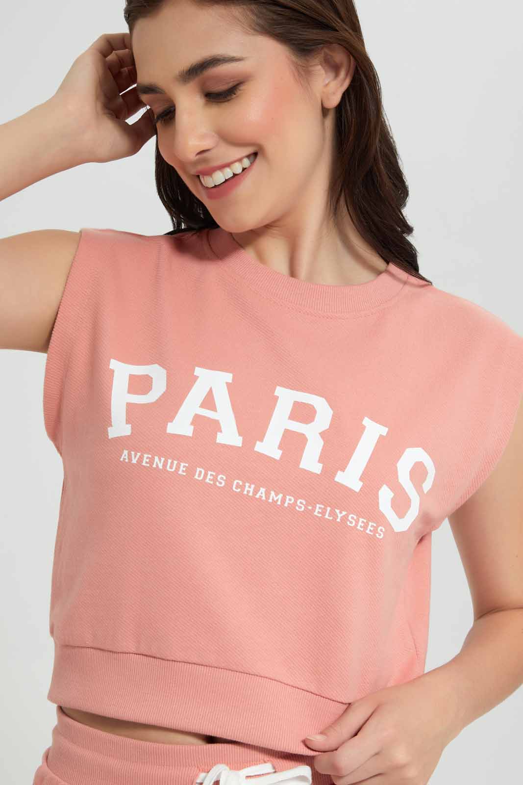 Redtag-Dusty-Pink-Cotton-T-Shirt-With-Placement-Print-Category:Sweatshirts,-Colour:Apricot,-Deals:New-In,-Filter:Women's-Clothing,-New-In-Women,-Non-Sale,-S22D,-Section:Women,-Women-Sweatshirts-Women's-