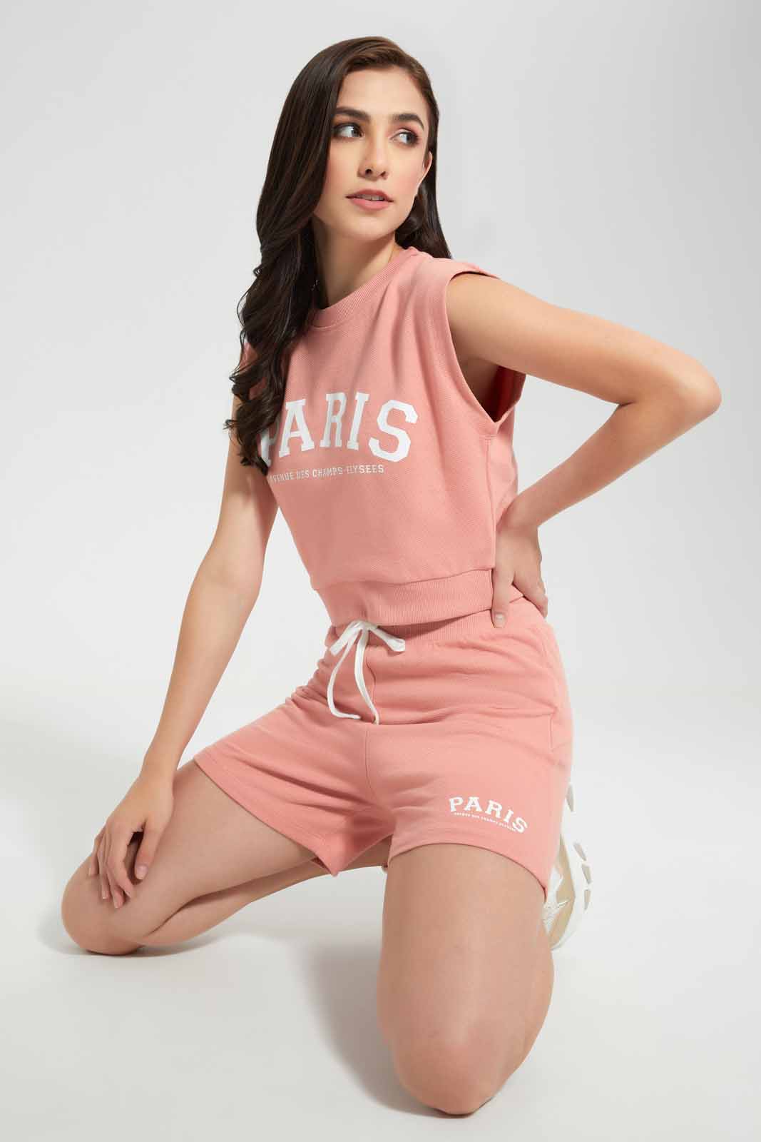 Redtag-Dusty-Pink-Cotton-Shorts-With-Placement-Print-Category:Shorts,-Colour:Apricot,-Deals:New-In,-Filter:Women's-Clothing,-New-In-Women,-Non-Sale,-S22D,-Section:Women,-Women-Shorts-Women's-