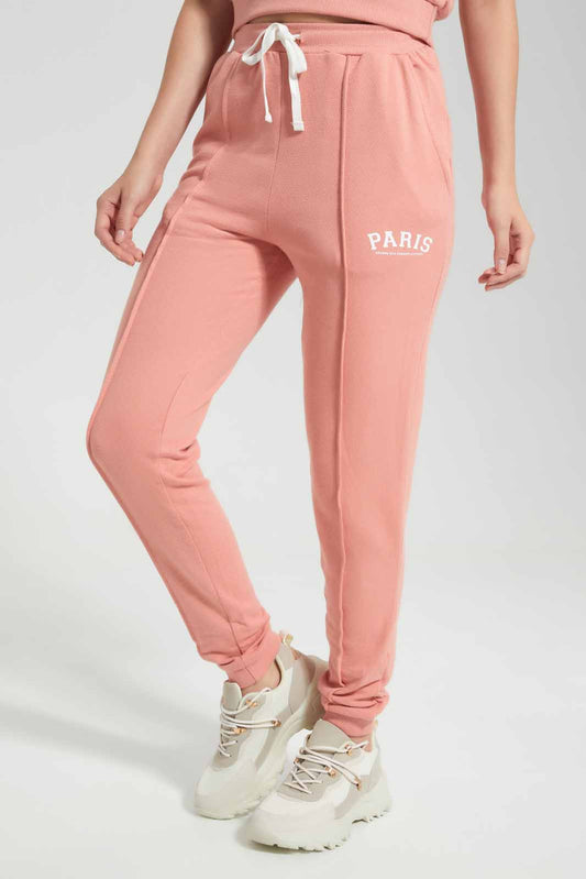 Redtag-Dusty-Pink-Cotton-Jogger-With-Placement-Print-Category:Joggers,-Colour:Apricot,-Deals:New-In,-Filter:Women's-Clothing,-New-In-Women,-Non-Sale,-S22D,-Section:Women,-Women-Joggers-Women's-
