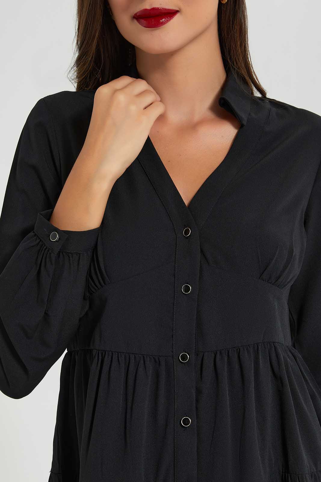 Redtag-Black-Tiered-Dress-Category:Dresses,-Colour:Black,-Deals:New-In,-Filter:Women's-Clothing,-LDC,-LDC-Dresses,-New-In-LDC-APL,-Non-Sale,-Section:Women,-W22O-Women's-