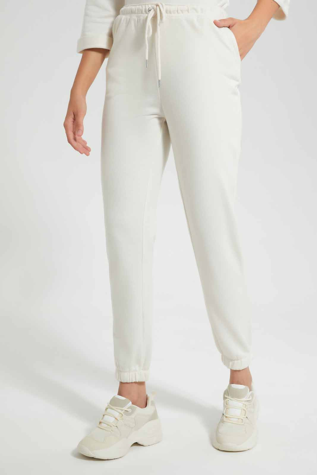 Redtag-Ivory-High-Waisted-Jogger-Category:Joggers,-Colour:Ivory,-Deals:New-In,-Filter:Women's-Clothing,-New-In-Women,-Non-Sale,-S22D,-Section:Women,-Women-Joggers-Women's-