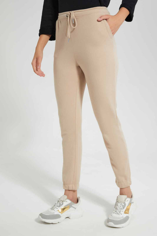 Redtag-Beige-High-Waisted-Jogger-Category:Joggers,-Colour:Beige,-Deals:New-In,-Filter:Women's-Clothing,-New-In-Women,-Non-Sale,-S22D,-Section:Women,-Women-Joggers-Women's-