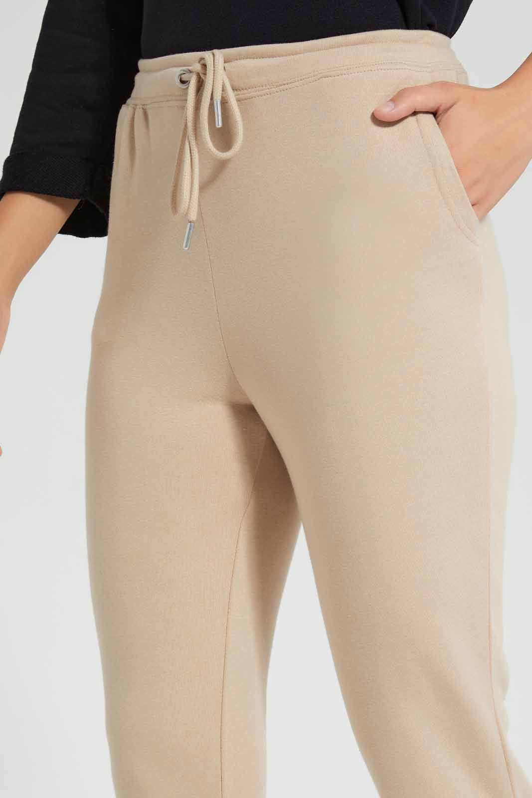 Redtag-Beige-High-Waisted-Jogger-Category:Joggers,-Colour:Beige,-Deals:New-In,-Filter:Women's-Clothing,-New-In-Women,-Non-Sale,-S22D,-Section:Women,-Women-Joggers-Women's-